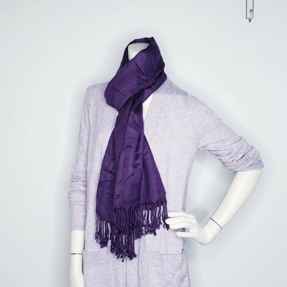 Women Pashmina Purple Wrap Scarf (scarf only) - Picture 6 of 8
